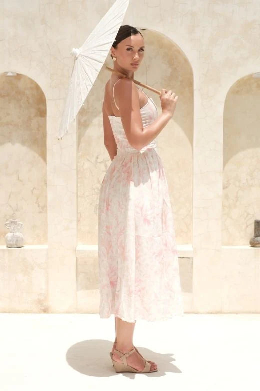 Tasmin Midi Dress Pink Print