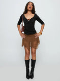 Lifas Lace Mini Skirt Brown
