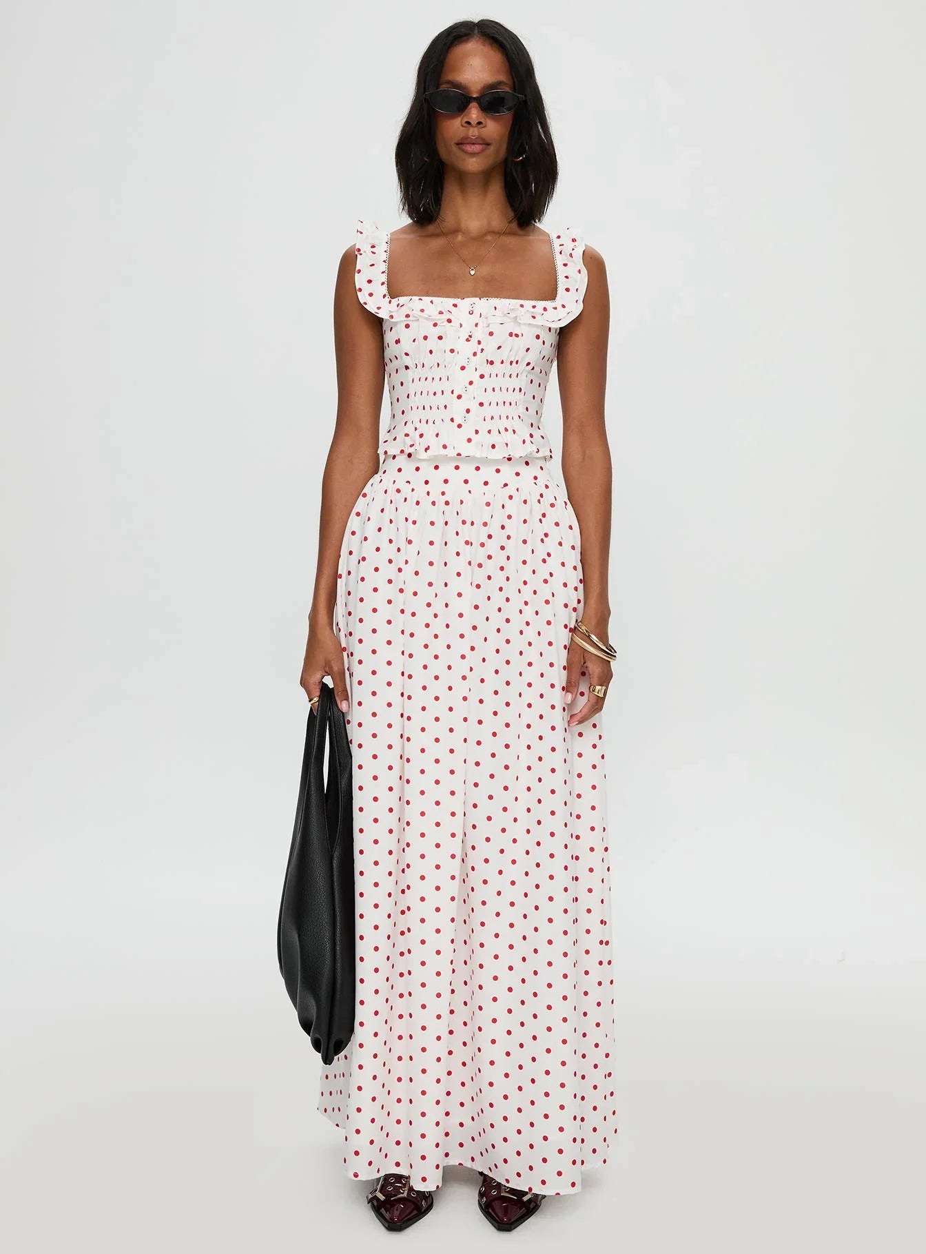 Valerio Maxi Skirt White / Red