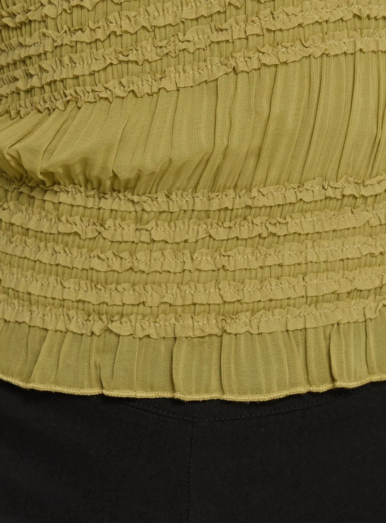 Talyn Cap Sleeve Frill Top Olive