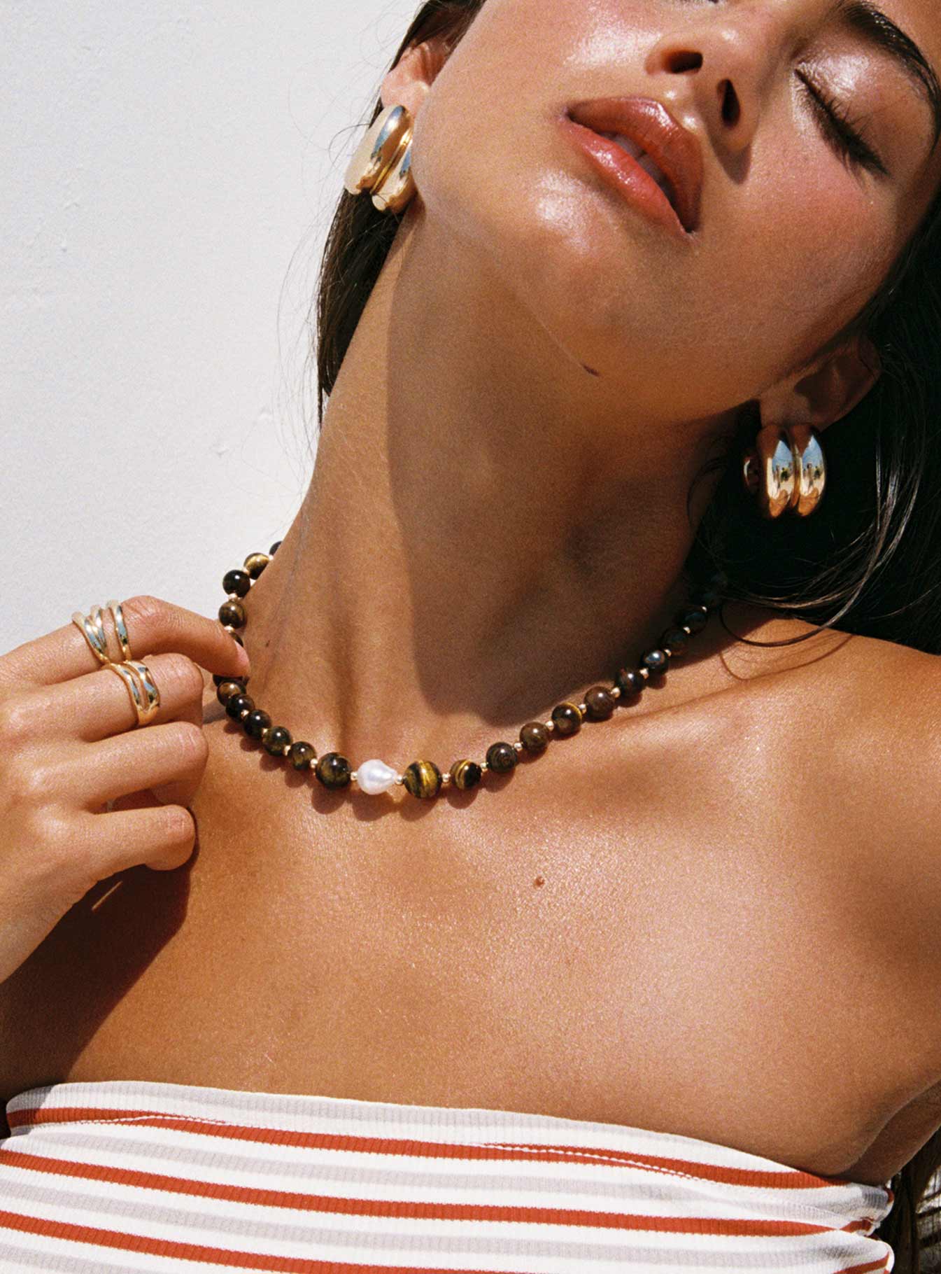 In Your Life Beaded Necklace Brown Pearl