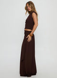 Full Orbit Shirred Maxi Skirt Chocolate Brown