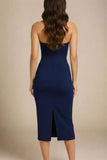 Raya Bodycon Midi Dress Navy Blue