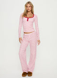 Slumber Party Sleep Rib Pants Pink Stripe