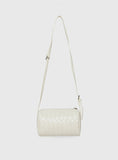 Corlee Woven Faux Leather Cylinder Bag Cream
