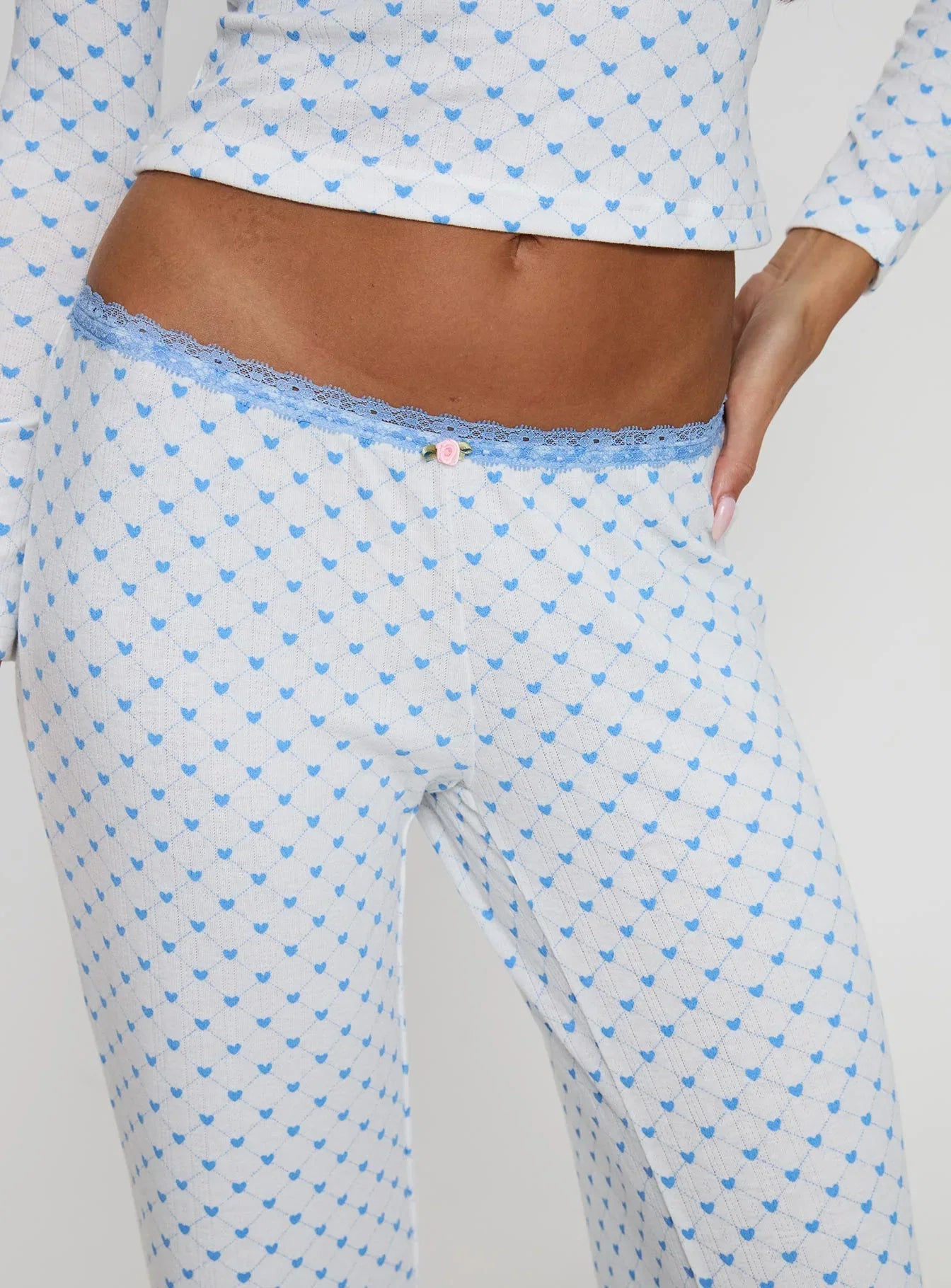 Whimsie Pointelle Sleep Pants Blue White