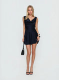 Rozalinda Halter Plunge Mini Dress Navy