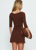Silver Lake 3 4 Sleeve Mini Dress Chocolate