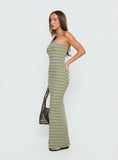 Solola Strapless Maxi Dress Green Stripe