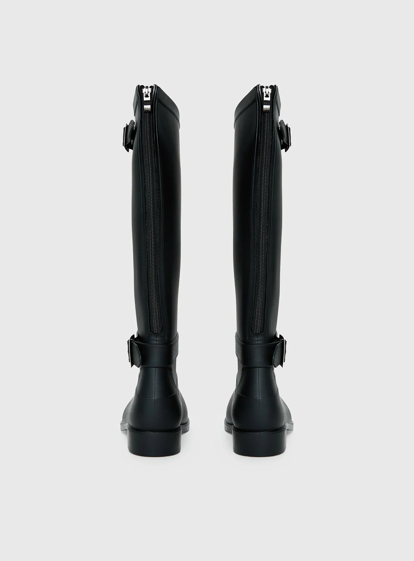 Elvera Buckle Detail Rubber Gumboots Black