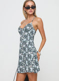 Fern Mini Dress Black Blue Floral