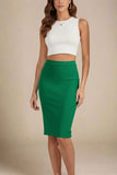 Pencil High Waist Bandage Knee Length Skirt Emerald Green