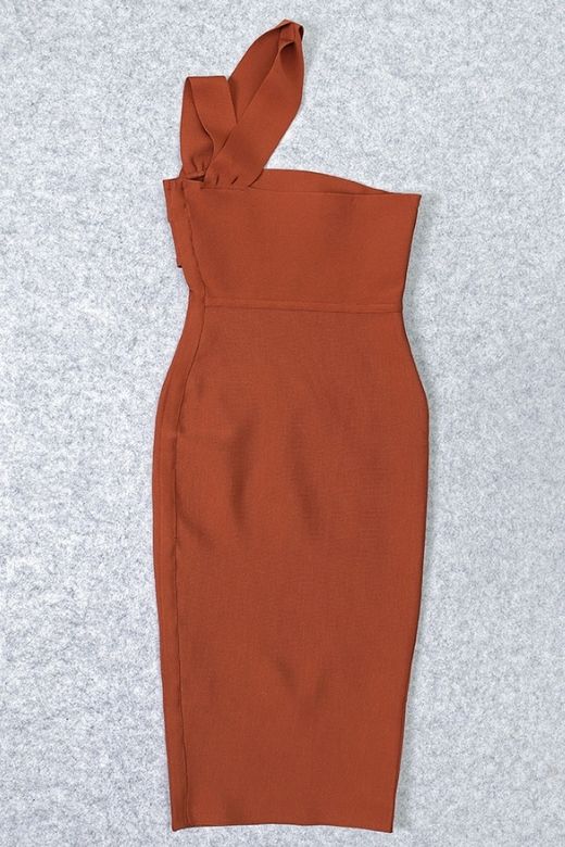 Molly Bandage Midi Dress Tan Brown