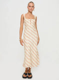 Chosen Girl Linen Blend Midi Dress Multi