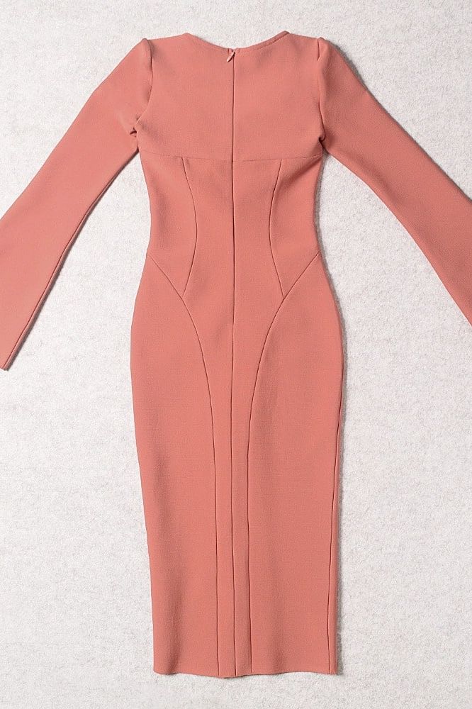 Jules Long Sleeve Midi Bandage Dress Watermelon Pink