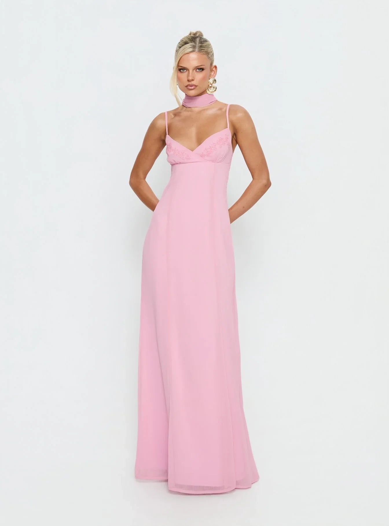 Jadira Scarf Maxi Dress Light Pink