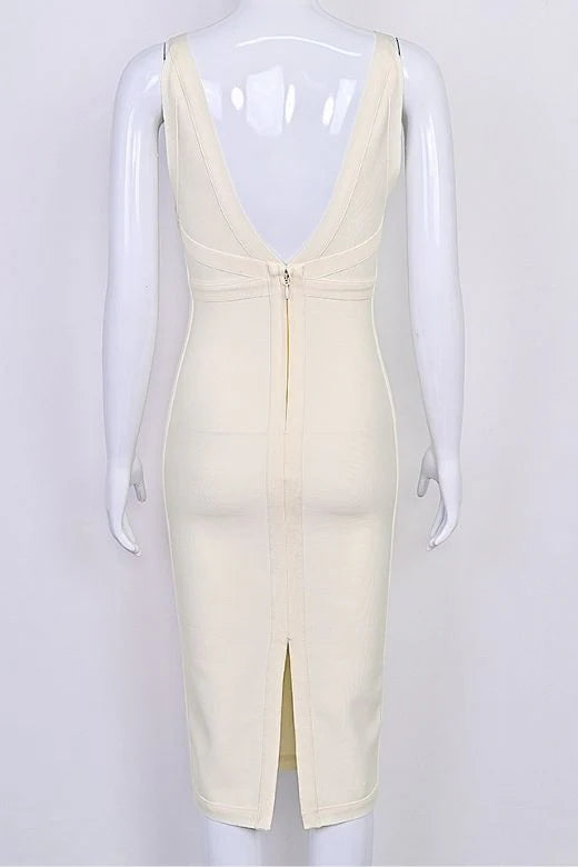 Tyra Bandage Midi Dress Cream