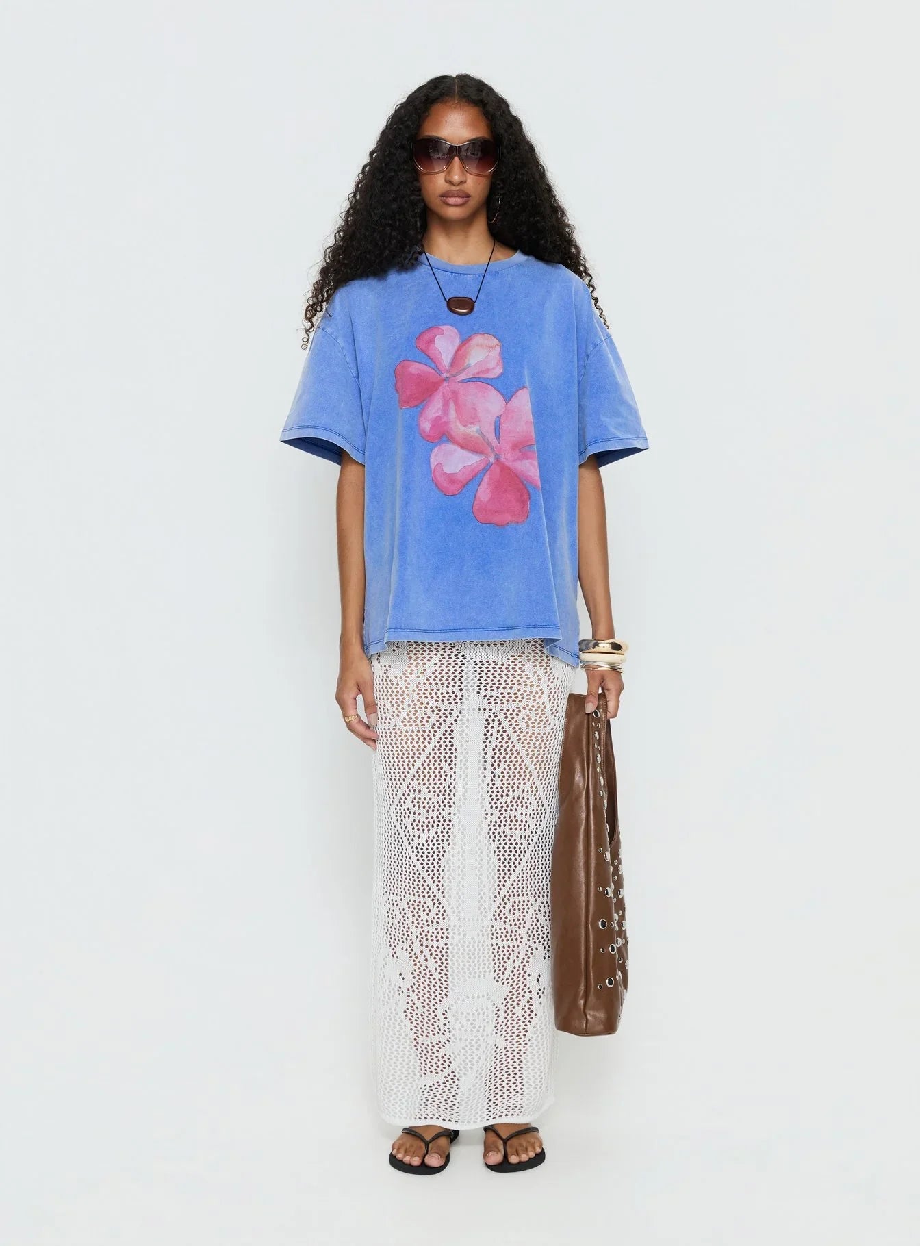 Watercolour Daydream Oversized Graphic Tee Washed Blue