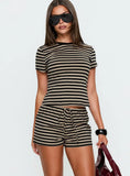 Settle Down Shorts Black / Beige Stripe