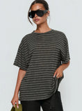 Zaydee Oversized Tee Grey Black Stripe