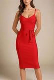 Bek Bandage Dress Lipstick Red