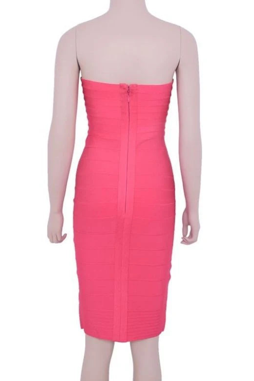 Aaliyah Bandage Midi Dress Hot Pink
