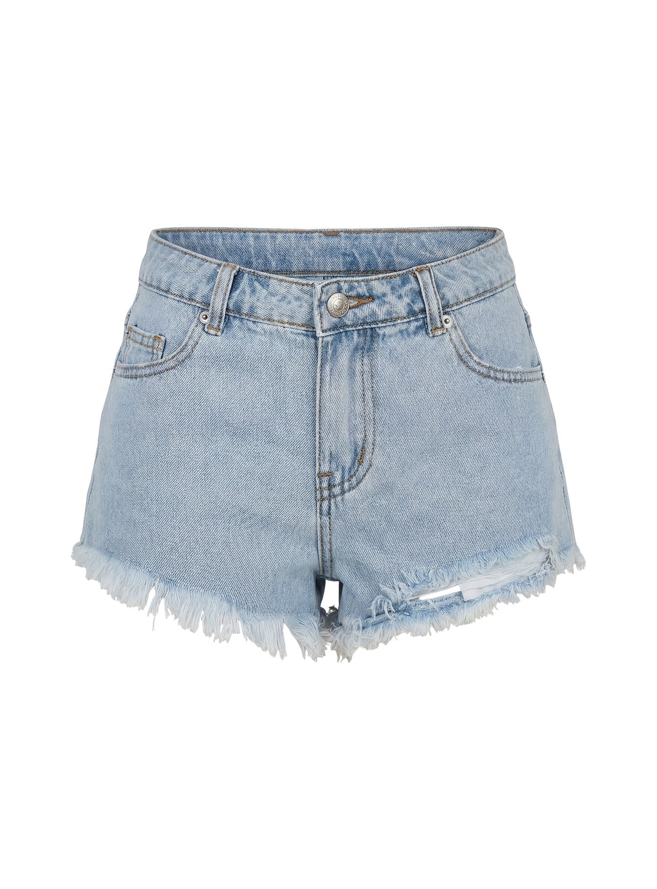 Posse Distressed Micro Denim Shorts Light Blue Wash
