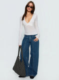 Lando Low Rise Straight Leg Jeans Mid Blue Wash