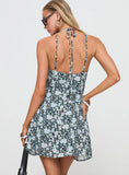 Fern Mini Dress Black Blue Floral