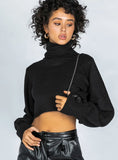 Zahara Cropped Turtleneck Sweater Black