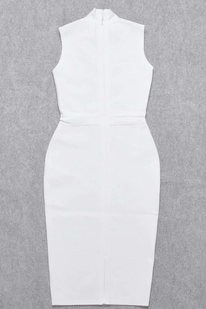 Grace Bandage Midi Dress White Pearl