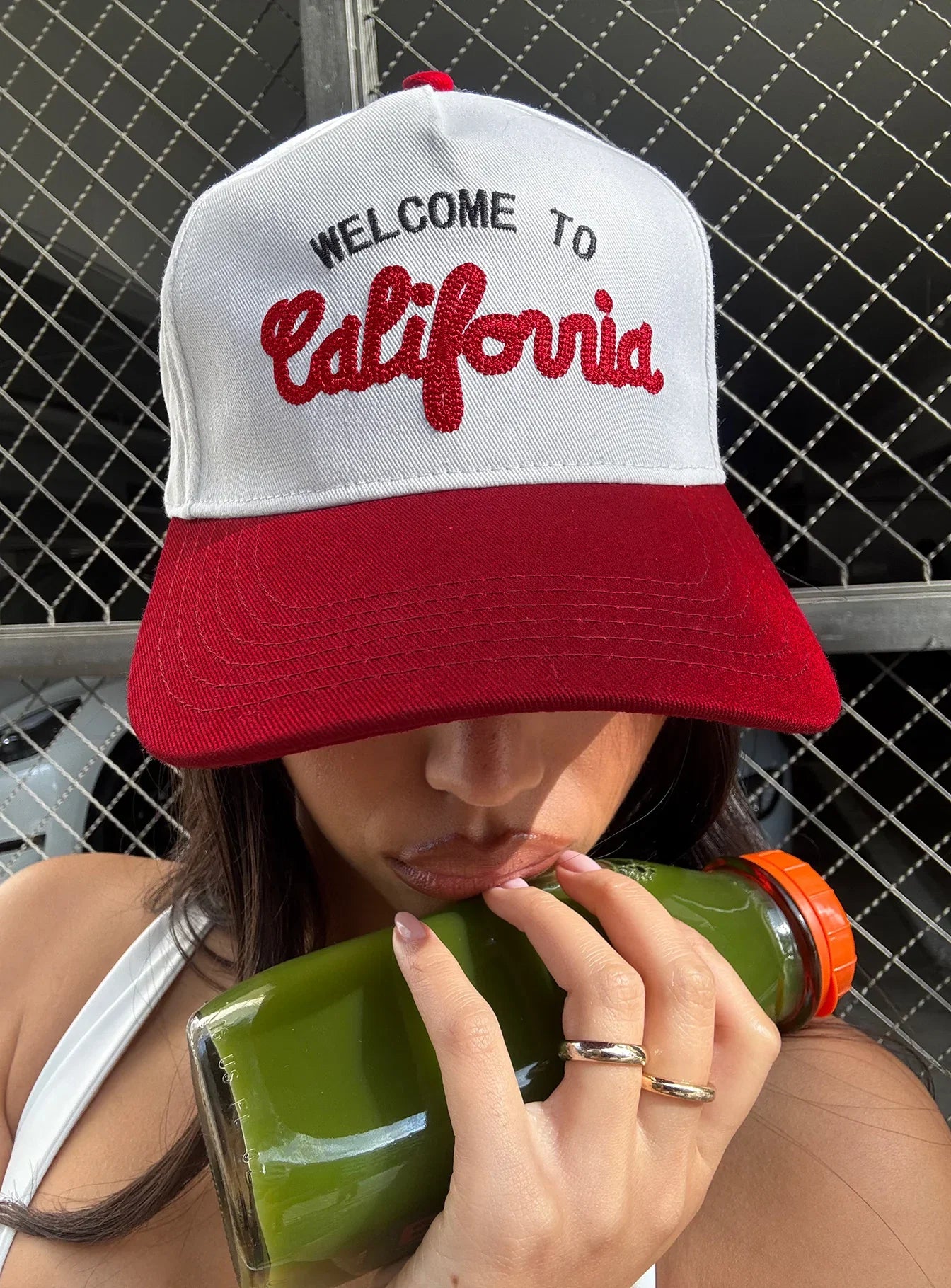 California Trucker Hat Red White