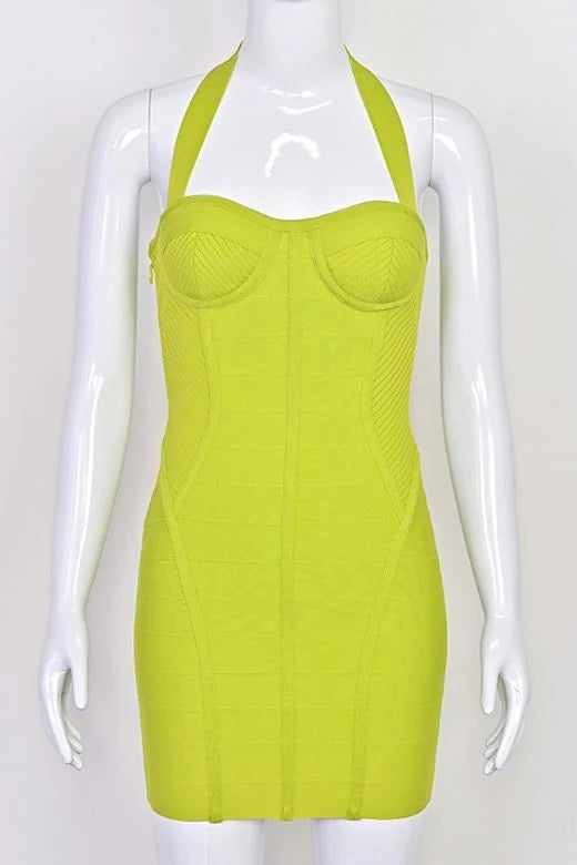 Isabella Bandage Mini Dress Neon Green