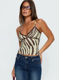 Brianda Lace Trim Cami Top Multi Zebra
