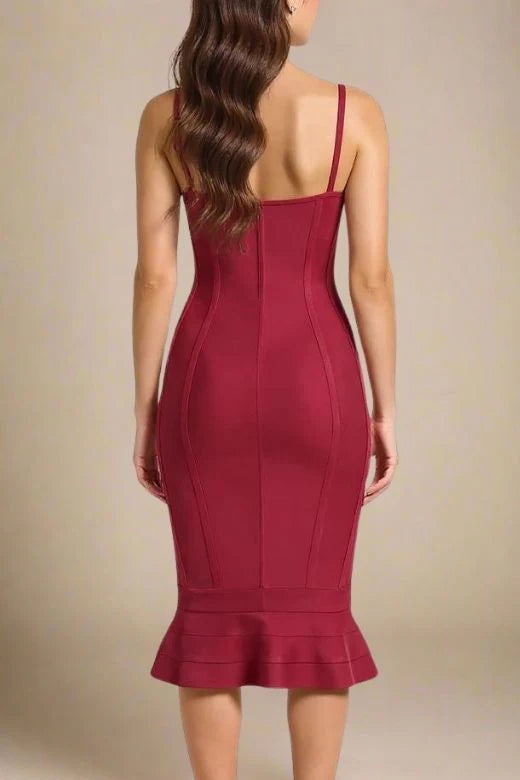 Joy Bandage Midi Dress Red Wine