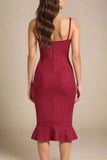 Joy Bandage Midi Dress Red Wine