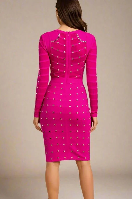 Rosa Long Sleeve Bodycon Dress Neon Purple