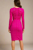 Rosa Long Sleeve Bodycon Dress Neon Purple