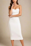 Miles Bodycon Midi Dress Pearl White