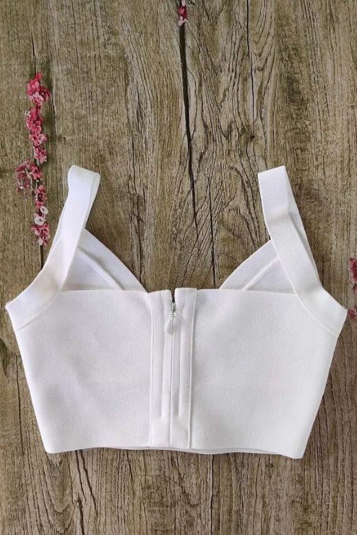 Bee Bandage Crop Top White Pearl