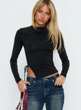 Solarah Tie Side Long Sleeve Top Black