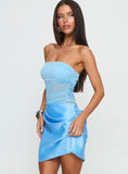 Elemental Strapless Mesh Mini Dress Blue