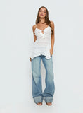 Medinilla Ruffle Tie Front Top White Lace