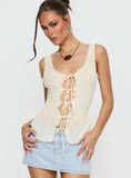Naelina Sheer Tie Up Top Butter