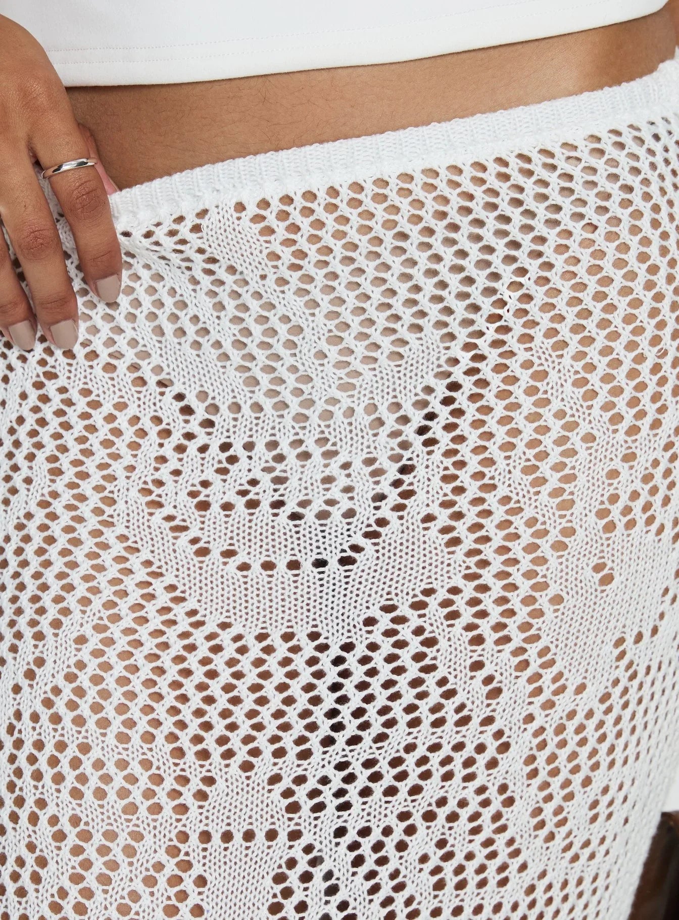 Wisteriah Sheer Maxi Skirt White