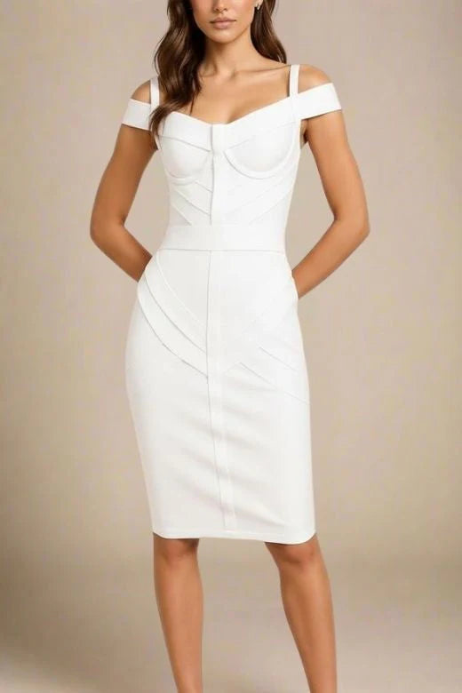 Sophia Bandage Dress White Pearl