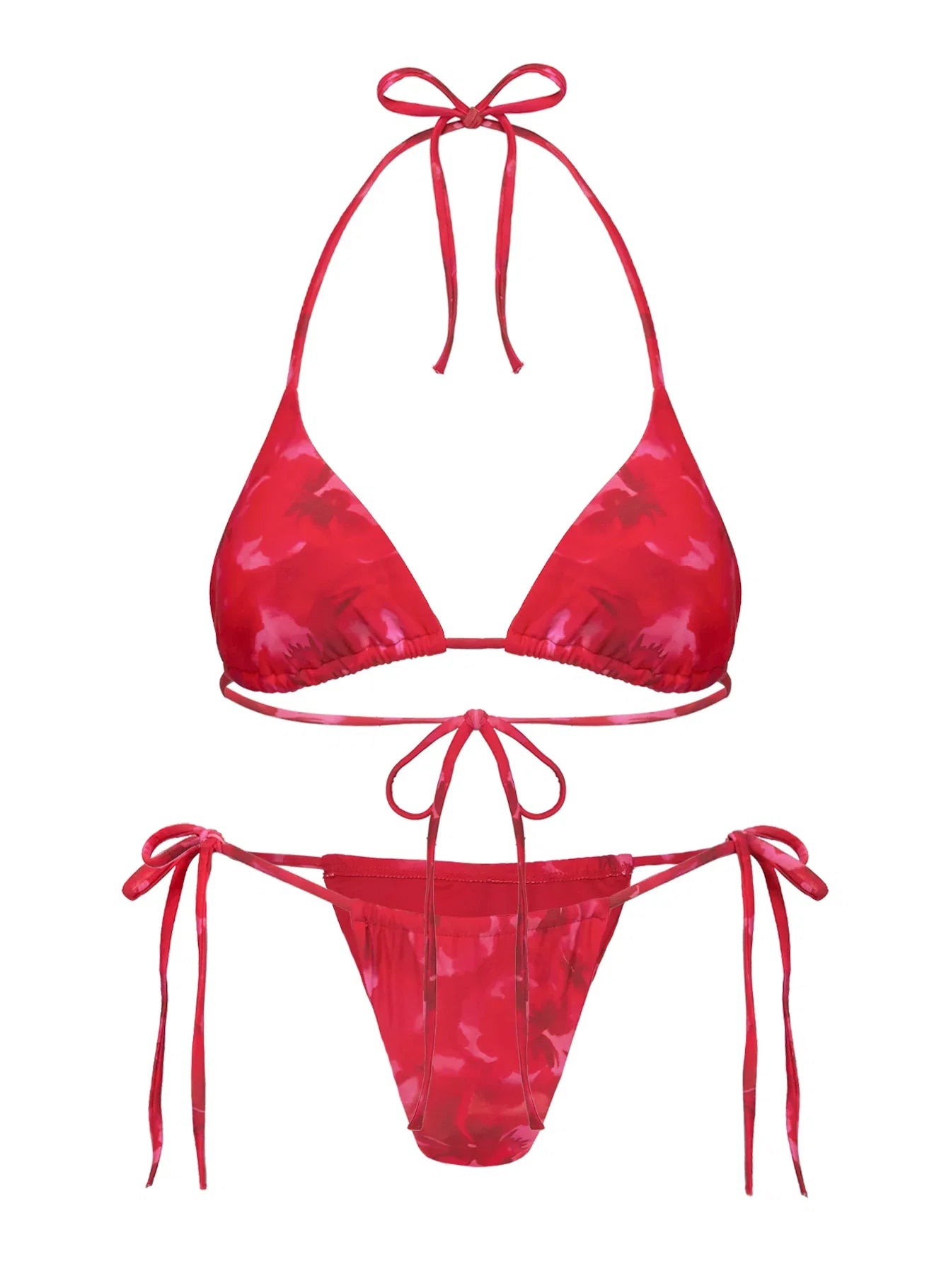 Jenner Triangle Bikini Top Red Floral