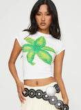 Tiona Summer Flower Top White Lime