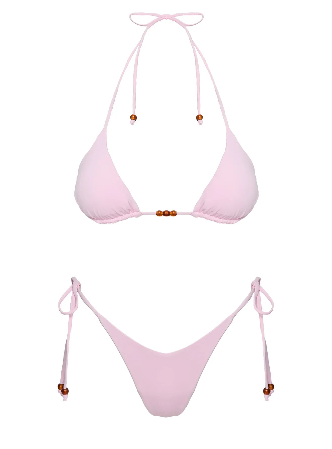Nevaeh Beaded Triangle Bikini Top Pink