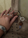 Mayberry Stone Detail Keychain Silver